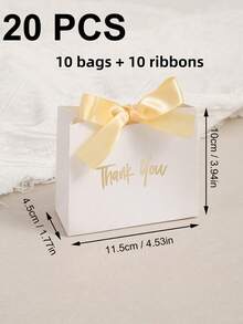 5/10 Sets Mini Colorful Gift Bags/Boxes With Bow Ribbon, Thank You Pattern Foil Stamping Design Kraft Paper Bags, Suitable For Wedding Favors, Birthday Party, Holiday Small Gift Packaging, Candy Bags, Valentine's Day, Christmas Gift Decoration - A - View 8