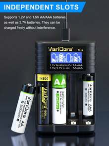 1 buah PD 20W LCD Fast Universal Battery Charger dengan Fungsi Pengujian Kapasitas Pengosongan Profesional, Mampu Menampilkan Kapasitas. Charger Baterai 18650 ini Cocok untuk Baterai Lithium 3.7V dan Baterai Ni MH Ni CD AA AAA 1.2V. - hitam. - View 6