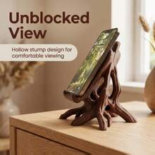 A Decorative Ornament Featuring A Vintage Elf-Style Tree Root Design-A Creative Desktop Accessory Suitable For Home And Office. It Has Classic Brown Wood Grain Edges And Can Also Be Used As A Phone Stand, Making It An Ideal Gift. - A - View 1