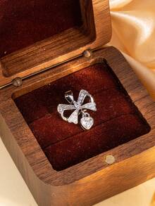 1Pc Elegant Gold Color Copper Inlaid Artificial Zirconia Bow DIY Charm For Women, Pendant For Necklace Bracelet Keychain Phone Ornament.(No Box) - Multicolor - View 10