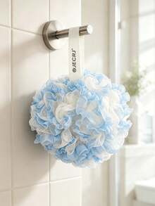1pc Soft Mesh Bath Loofah, Two Tone Color Shower Sponge, Exfoliating Bath Pouf With Hanging Loop, Gentle Body Washing Puff For Shower Bathroom, Assorted Pastel Colors Holiday Essentials Christmas Bathroom Accessories - Multicolor - View 8