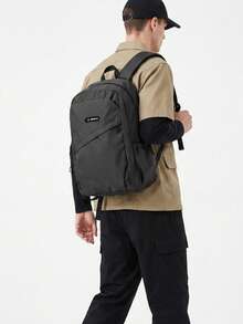 Men's Large Capacity Casual Backpack, School Bag For Middle School, High School And College Students, Daily Commute Laptop Bag, Outdoor Travel Backpack, Multi-Pocket Zipper Closure Multifunctional Storage Bag, Multiple Colors Available, Collegiate Style - A - View 4