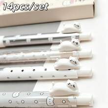 4pcs Cute Cat Shaped Retractable Gel Pens 0.5mm Fine Tip Black Ink, Suitable For School Office Supplies Stationery Set - Sets - View 2