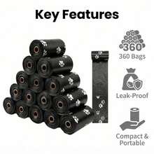 24 Rolls/18 Rolls/9 Rolls/6 Rolls/3 Rolls Black Printed Pet Waste Bags, Thickened Leak-Proof Portable Pet Poop Bags, Suitable For Cats And Dogs Outdoor Walks - Black - View 4