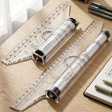 2pcs Plastic Rolling Rulers, Multi-Function Drawing And Design Rulers For School And Office Measurement And Drafting - 2 Pcs/1 Set - View 9
