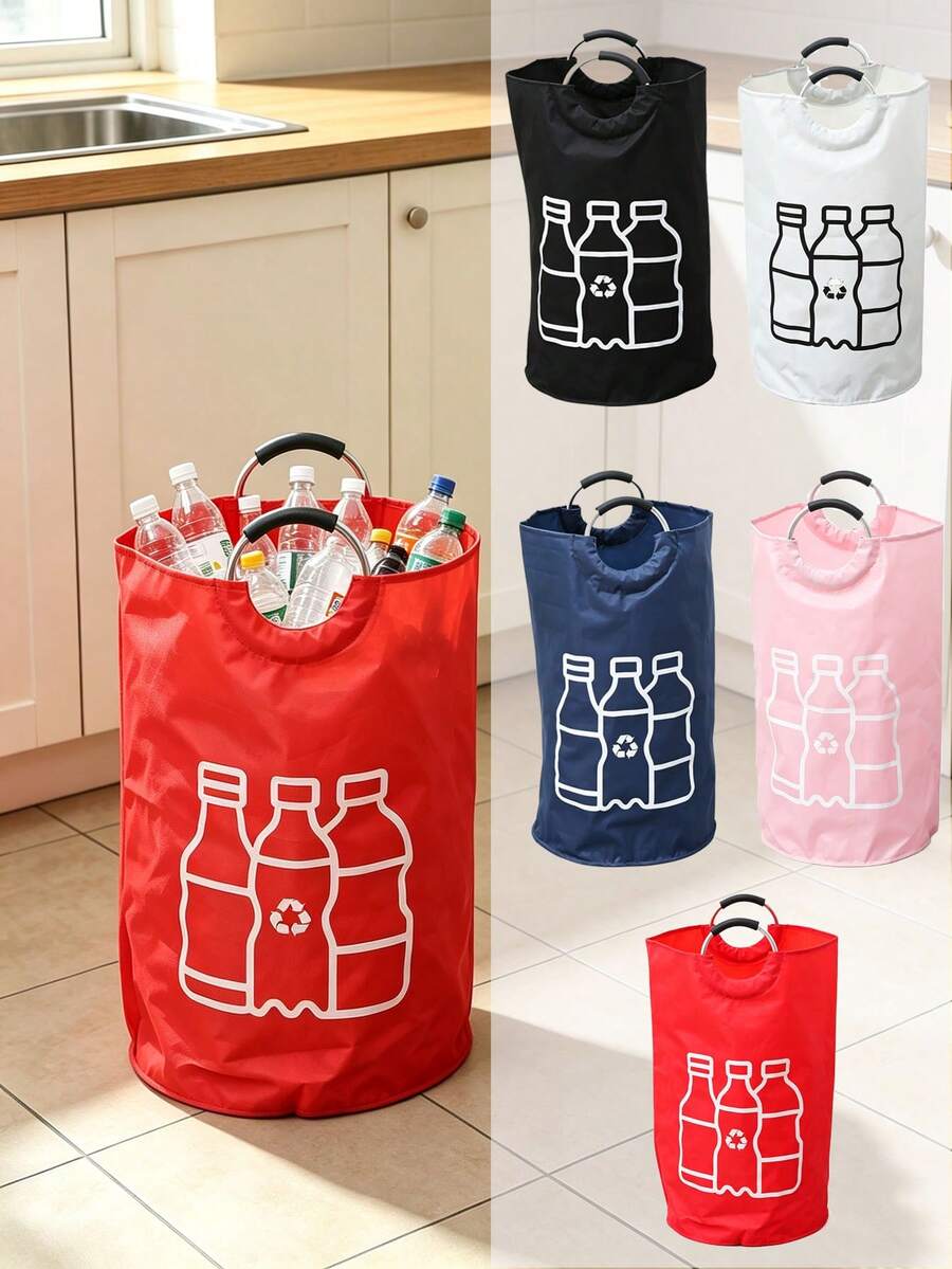 Large Capacity Collapsible Recycling Bin/Trash Can/Laundry Basket (Includes Laundry Bag) - Cylindrical Opening Multi-Functional Basket, Suitable For Home, Apartment, Garage, Office, Kitchen, Storage Room And Laundry Room Collection Use - Multicolor - View 1