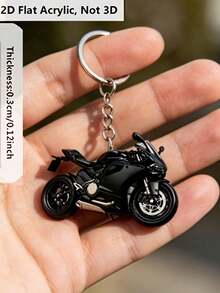 1pc,[2D Flat] 2D Plane Mini Motorcycle Rider With Passenger Keychain Pendant - Cute Couple Motorcycle Keychain, Suitable For Car Keys, Backpacks - Multicolor - View 2
