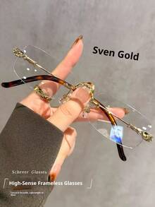 1 Pair Luxury High-Quality Fashion Personalized Style Rimless Metal Glasses - Transparent Film - View 7