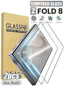 2 عبوة - واقي شاشة زجاجي مقسى 9H لهاتف سامسونج جالاكسي Z Fold 8/Z Fold 7/Z Fold 6/Z Fold 6/Z Fold 8 Ultra، واقي الشاشة الخارجية، تغطية كاملة ثلاثية الأبعاد، شفاف عالي الدقة مقاوم للخدش، خالي من الفقاعات سهل التركيب، متوافق مع الحافظة - شفاف - مشاهدة 1