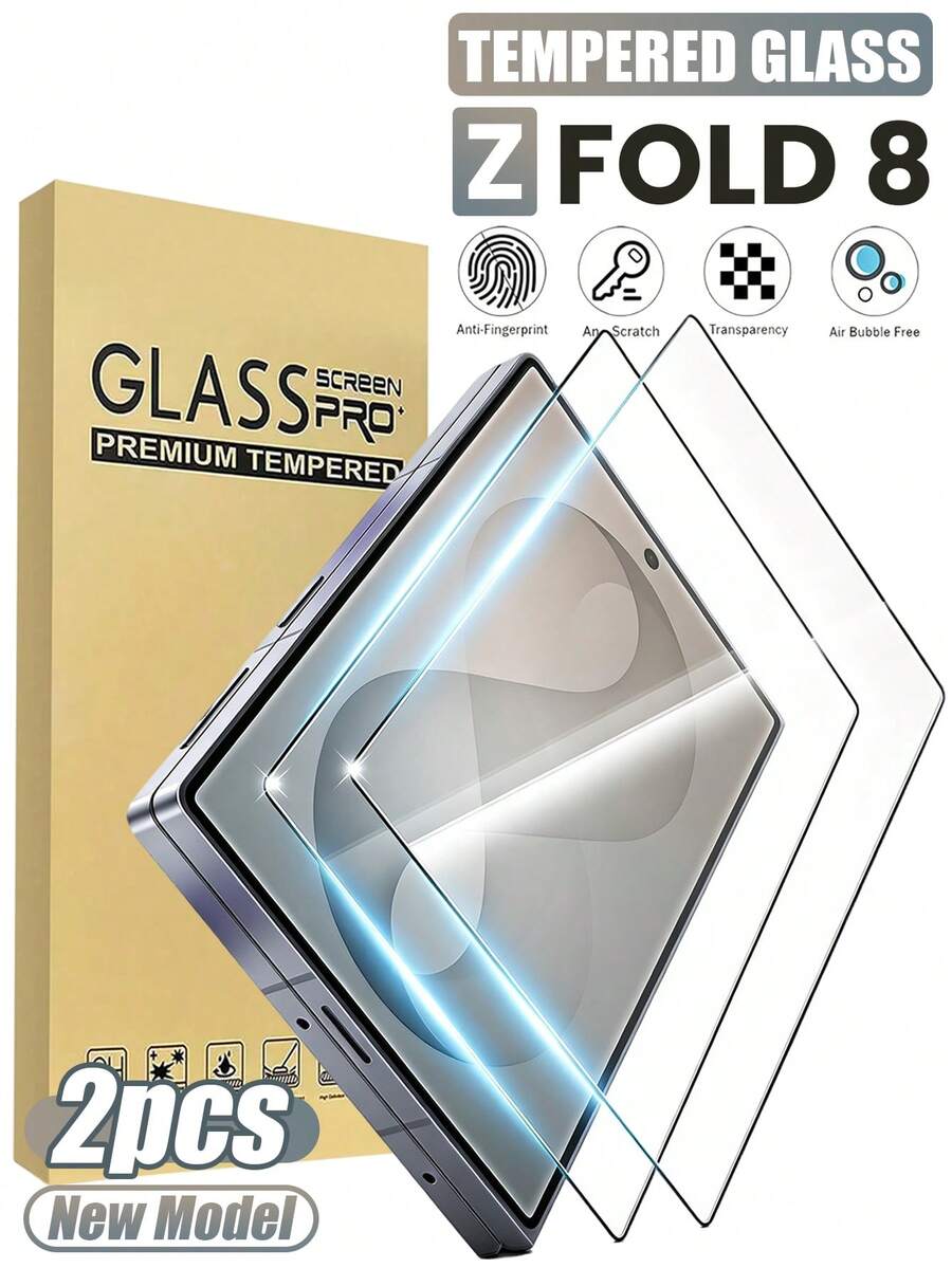 2 عبوة - واقي شاشة زجاجي مقسى 9H لهاتف سامسونج جالاكسي Z Fold 8/Z Fold 7/Z Fold 6/Z Fold 6/Z Fold 8 Ultra، واقي الشاشة الخارجية، تغطية كاملة ثلاثية الأبعاد، شفاف عالي الدقة مقاوم للخدش، خالي من الفقاعات سهل التركيب، متوافق مع الحافظة - شفاف - مشاهدة 1