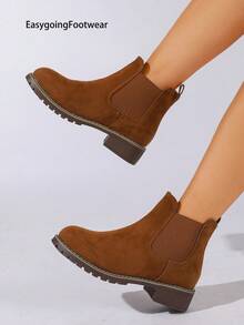 2025 Autumn/Winter Women's Ankle Boots Fashionable Matching With Jeans - Brown - View 3