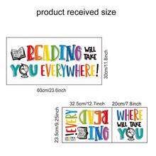 Reading Will Take You Everywhere Wall Sticker, Colorful Inspirational Reading Quote With Book & Globe Wall Decal, Removable Self-Adhesive Educational Wall Art For Kids Bedroom, Classroom, Study Room, Library & Playroom Decor - K112 - View 5