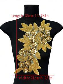 3D 串珠蕾丝绣花贴片、水钻亮片贴花、适用于服装装饰、婚纱配饰、DIY 缝纫工艺品 - 多色 - 查看 23