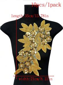3D 串珠蕾丝绣花贴片、水钻亮片贴花、适用于服装装饰、婚纱配饰、DIY 缝纫工艺品 - 多色 - 查看 86