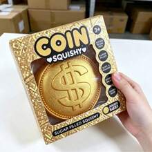 1pc Giant Gold Coin Squishy Stress Relief Toy, Slow Rebound Squeeze Toy, Fun Healing Decompression Creative Prank Gift - Multicolor - View 2