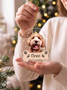 1 buah Ornamen Natal Foto dan Teks Hewan Peliharaan Kustom, Dekorasi Gantung Pohon Natal Anjing Kucing yang Dipersonalisasi, Liontin Kenang-kenangan Hewan Peliharaan Bergaya Bola Salju yang Disesuaikan, Hadiah Liburan untuk Pecinta Hewan Peliharaan - MultiWarna - View 2