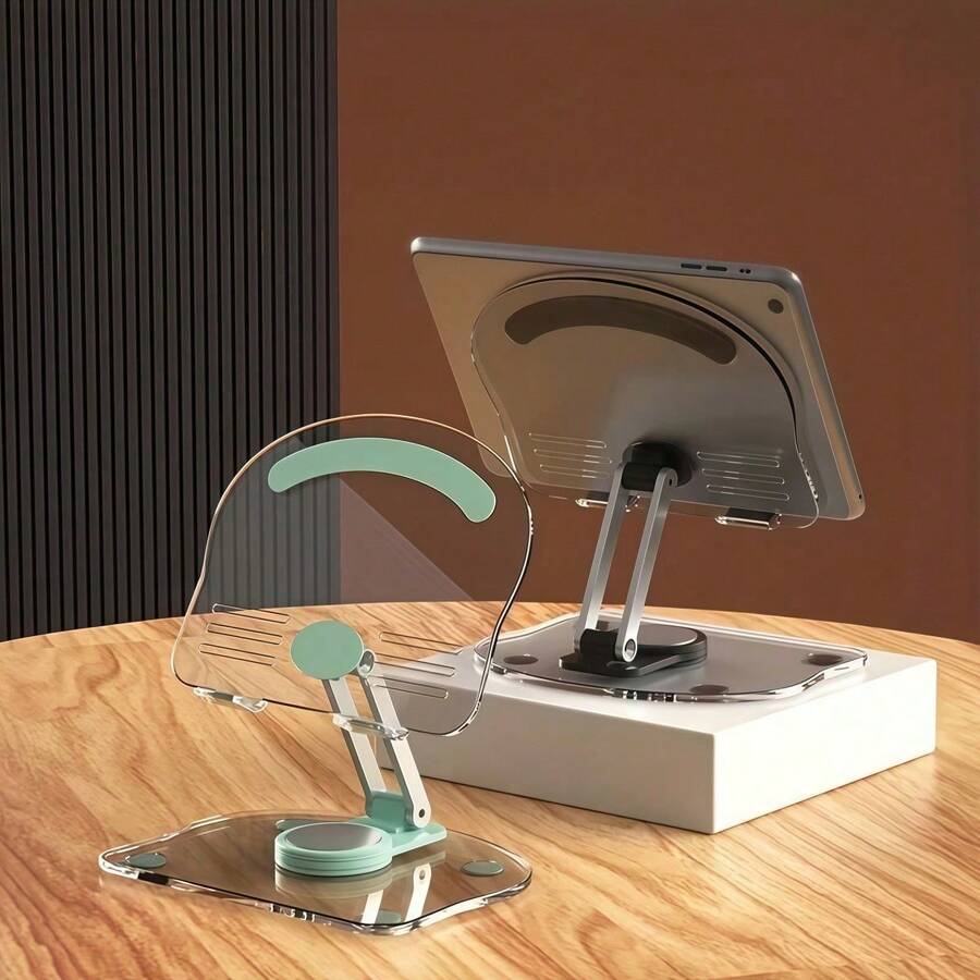 1pc 360° Rotating Phone/Tablet Stand, Adjustable Foldable Desktop Base With Non-Slip Silicone Pad, Portable Desk Holder, Gift For Family And Friends, Phone Accessory, Suitable For Office Workers, Students And Teachers