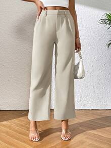 Xana PETITE Solid Color Straight-Leg Pants ,Petite Women - Beige - View 3