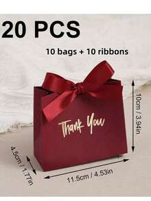 5/10 Sets Mini Colorful Gift Bags/Boxes With Bow Ribbon, Thank You Pattern Foil Stamping Design Kraft Paper Bags, Suitable For Wedding Favors, Birthday Party, Holiday Small Gift Packaging, Candy Bags, Valentine's Day, Christmas Gift Decoration - A - View 9