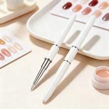 1pc Double-Ended Stainless Steel Nail Art Mixing Tool, Multi-Function Embossing Painting Carving Pen, Fine Tip Nail Carving Pen, Suitable For Nail Embossing And Gel Pickup - Multicolor - View 8