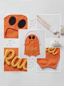 Personalized Halloween Candy Bags, Ghost-Themed Halloween Candy Bags, Tote Bags With Customizable Names, Halloween Gifts For Family. - Multicolor - View 10