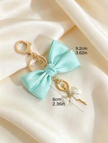 1pc New Women's Keychain Creative Personalized Ballet Girl Pearl Bow Pendant Bag Phone Case Key Ring Charm - Multicolor - View 8