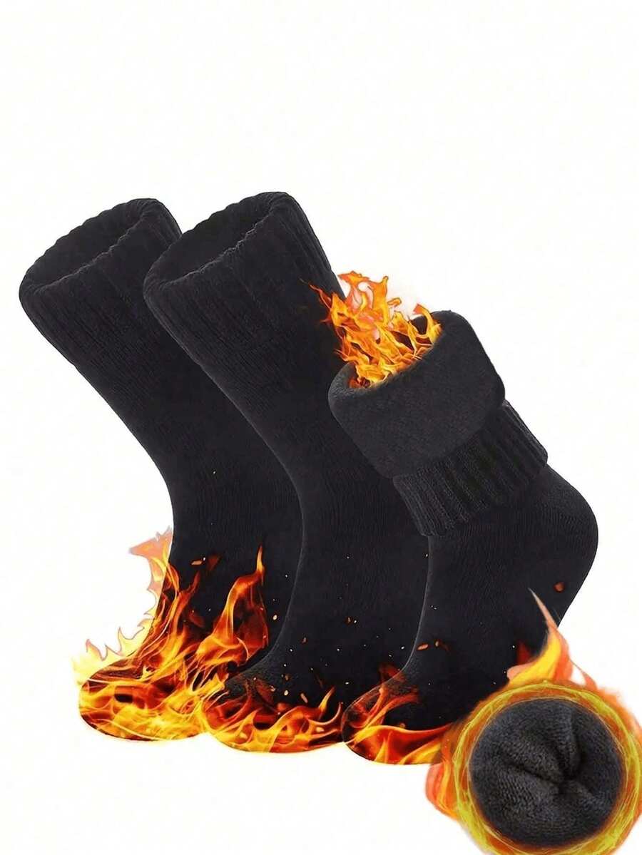 5 Pairs Women's Thick Thermal Lined Black Ankle Socks, Soft And Comfortable, Suitable For Autumn/Winter Daily Wear Or Outdoor Activities (1/3/5 Pairs Pack), Christmas Gift - Multicolor - View 1