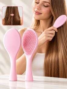 1pc Dual-Function Detangling Comb, Wet & Dry Use - Soft Massage Design, ABS Plastic Handle, Suitable For All Hair Types, Reduces Tangling And Frizz, Improves Scalp Health, Perfect As A Small Gift, Home Essential, Daily Use, Convenient For Travel, Hollow Comb, Attractive Hair Comb, Fluffy Massage Tooth Large Arc Comb, Halloween Gift, Christmas Gift - A - View 1