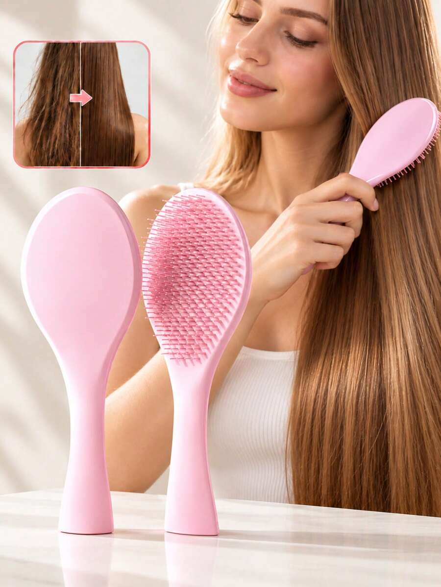 1pc Dual-Function Detangling Comb, Wet & Dry Use - Soft Massage Design, ABS Plastic Handle, Suitable For All Hair Types, Reduces Tangling And Frizz, Improves Scalp Health, Perfect As A Small Gift, Home Essential, Daily Use, Convenient For Travel, Hollow Comb, Attractive Hair Comb, Fluffy Massage Tooth Large Arc Comb, Halloween Gift, Christmas Gift - A - View 1