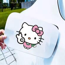 SANRIO 1pc Cartoon Hello Kitty Cat KT Sticker, Car Exterior Decal, Vinyl Scratch-Resistant Decorative Sticker, Motorcycle Sticker, Laptop Sticker, Hello Kitty Fan Gift, Ideal Choice For Family And Friends - A - View 4