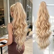 Claw Shaped Ponytail Extension Hair Accessory Black Brown Burgundy Gradient Brown Gradient Gray Multi-Color 28 Inch Deep Wave Heat-Resistant Fiber Synthetic Ponytail Wig, Suitable For Women's Christmas, Parties, And Daily Use - Black Brown - View 16