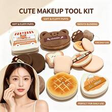 HERORANGE Baking Series Cushion Puff, Unique Cookie Shape, Wet‑Dry Dual‑Use, Minimizes Powder Waste, Soft Comfortable Sponge For Foundation And Setting Powder Makeup - Multicolor - View 4