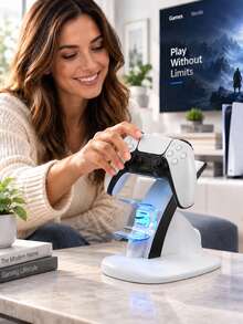 1pc DualSense Controller Charging Dock, Dual Type-C Interface, Fast Charging Stand With Protection Chip And LED Indicator, Compatible With PlayStation 5 Controller, Portable Sync Charging Station - View 2