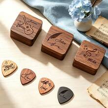 Personalized Wooden Guitar Picks With Storage Box, Customized Guitar Pick Storage Box, Engraved Guitar Picks Gift For Guitarists, Valentine's Day Gift, Guitar Pick Box, Engraved Guitar Picks, Guitarist Gift, Musician Gift, Father's Day Gift, Christmas Gift - Multicolor - View 2