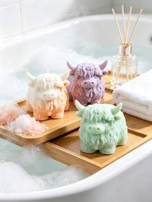3D Highland Cow Figure Silicone Casting Mold, Realistic Furry Animal Sculpture Design DIY Craft Mold, Reusable Easy Demold Handmade Ornament Mold With Stirring Sticks For Home Decor Art Making - A - View 2