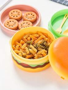 Portable Hamburger Lunch Box Leak-Proof Cover, School Office Plastic Food Container, Picnic, Children Student Lunch Box, Microwave Bento Box - Multicolor - View 3