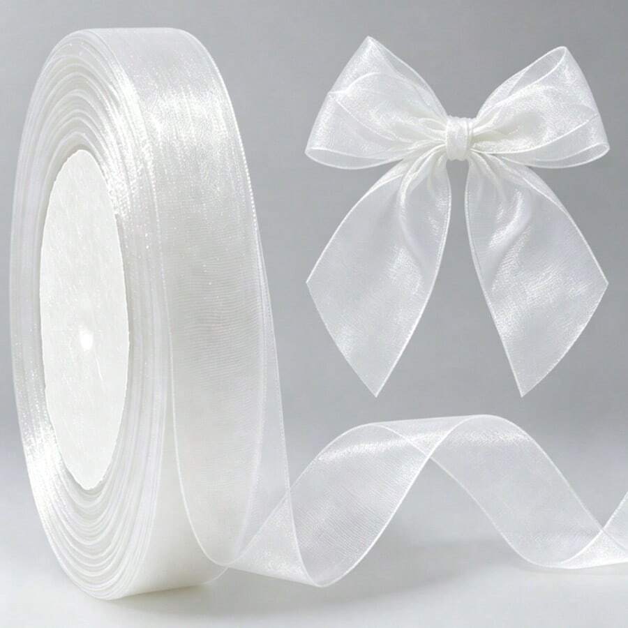 1Roll 33-35m Semi-Transparent Ribbon - For Wedding Decorations, Gift Wrapping, Floral Arrangements - Soft And Vibrant Colors - Ribbon Strip - For Parties, Craft Projects - Elegant Decoration, Glossy Finish, Smooth Texture&Halloween,School, Christmas - View 1