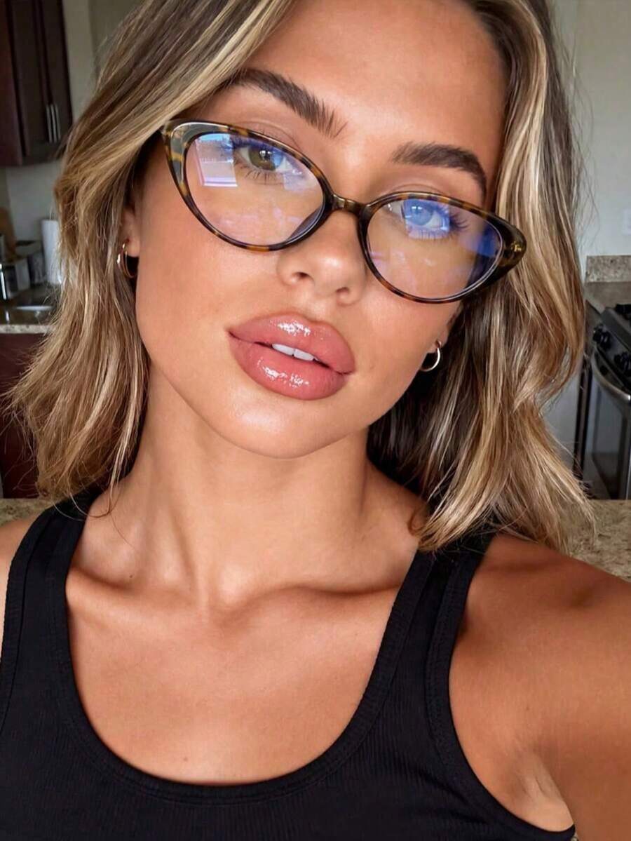 1pc Women's Cat-Eye Leopard Print Glasses, Lightweight PC Glasses, Y2K Style For Daily, Office, Phone & Computer Use