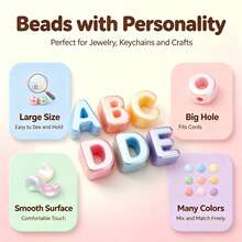 18/38/58pcs Random Pearl Color Large Letter Beads (A-Z), Acrylic Bubble Beads, Suitable For Paracord Beaded Bags, Pendants, Keychains And Handmade Crafts - Assorted Colors - View 2