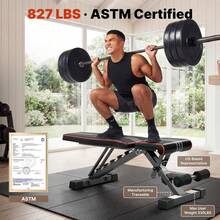 Adjustable Weight Bench, ASTM-Certified 827LBS 98% Pre-Assembled, 84-90 Positions Incline Decline Flat, Foldable Gym Bench With Wider Seat For Home Gym(L-XL) - Black - View 6
