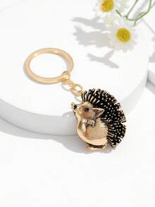 1pc Fashion European & American Vintage Creative Cute Hedgehog Keychain Bag Charm, Suitable For Women's Car Key & Bag Decoration - Ancient Golden Color - View 6