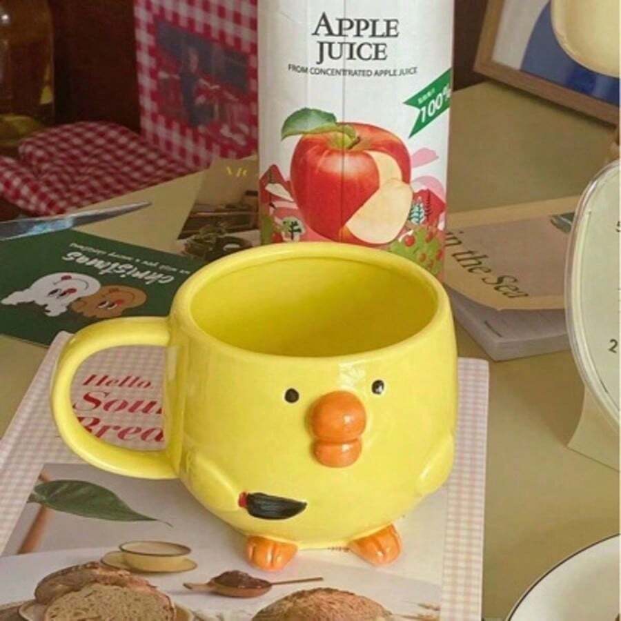 1 Fashionable, Creative, Cute Pouting Chick Ceramic Mug, Suitable For Breakfast Juice, Milk, And Cartoon Coffee Cups - Multicolor - View 1