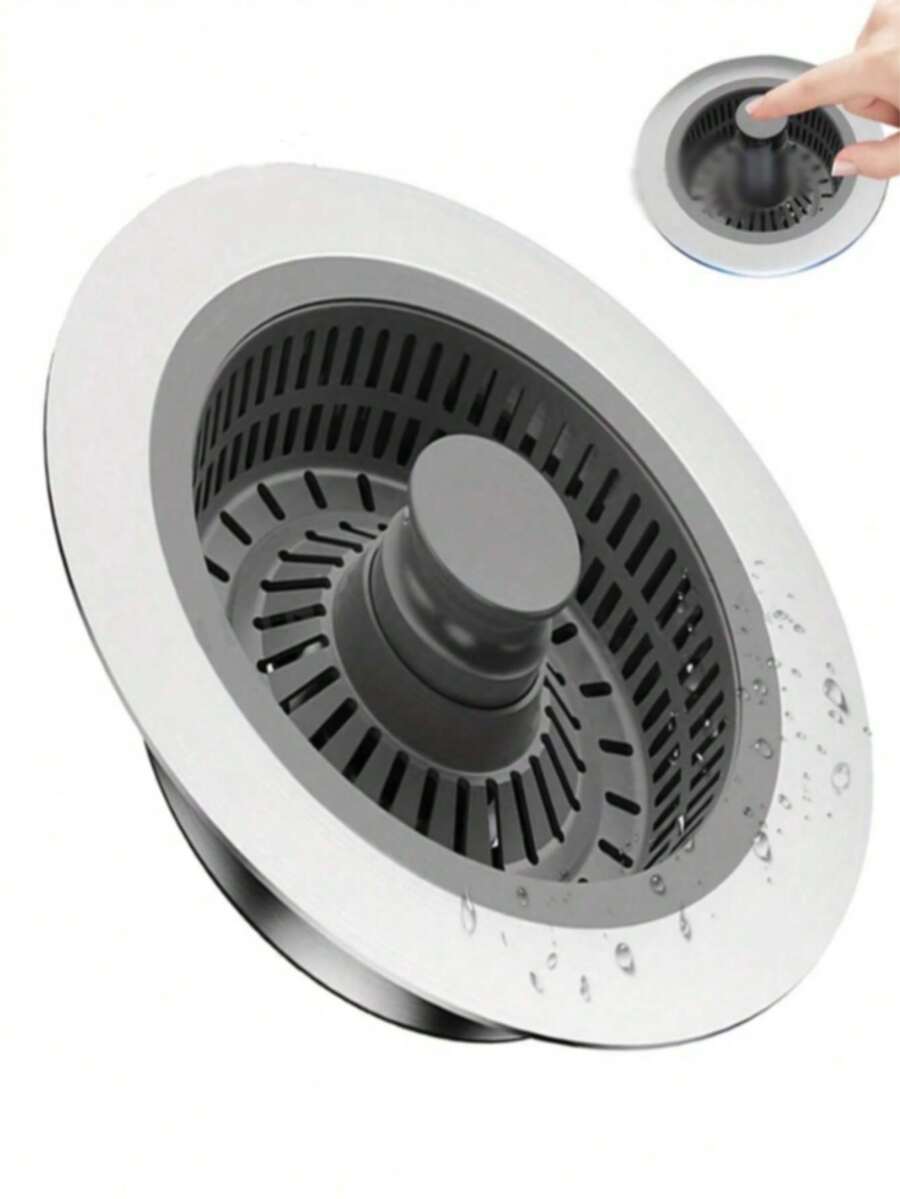 1/2/4Pcs Kitchen Sink Drain Strainer And Stopper Combo, 3-In-1 Stainless Steel Pop Up Sink Stopper And Drain Strainer, For Standard Drains, Ideal Kitchen Sink Protector,Floor Drain Cover, Modern Kitchenware,Kitchen Organizer