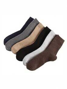 6/3 Pairs Thickened Winter Men's Socks, Thickened Terry Warm Socks, Thickened Wool Socks, Mixed Colors Random Style Assortment, (1 Pair/3 Pairs/6 Pairs) - Multicolor - View 3