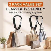 2PCS Nordic-Style Multi-Purpose Car Hook, Carabiner With Soft Sponge Handle, Heavy-Duty Universal Hook For Stroller, Pram, Shopping Cart, Hanging Bags, Groceries, Reduce Hand Strain, Portable, Space Saving, Easy Install, Mother's Day Gift - Multicolor - View 1