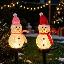 Christmas Snowman Lawn Stake Light Solar Powered Garden Vertical Light Holiday Decoration Light Waterproof Atmosphere Light Holiday Lighting Gift - Snowman Hat Garden Stake Light - View 6