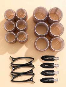 Hair Rollers With Clips, Self-Gripping Curler Suitable For Long/Medium/Short Hair And Bangs, DIY Hair Curling Tool (Includes 12pcs Large Roller Tubes + 10pcs Clips) - Multicolor - View 3