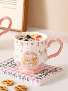 Cute Cartoon Rabbit High-Foot Ceramic Mug, Office And Home Drinking Cup, Milk Cup, Gift Mug - Multicolor - View 3