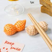 1pc Ceramic Peanut Chopstick Holder, Chopstick Rest, Cute Ceramic Ornament, Home Decor, Ceramic Tabletop Decoration, Chopstick Spoon Fork Storage Rack - View 1