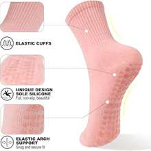 3/6/9 pares de calcetines multicolores de media caña para mujer, adecuados para yoga, pilates, ballet, deportes, calcetines antideslizantes para hospital, regalo ideal para el Día de San Valentín, suaves y cómodos para todas las estaciones, calcetines antideslizantes de otoño/invierno - Multicolor - Ver 4